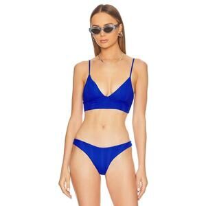 L*Space Winnie Longline Bikini Top Ribbed Royal Blue Large NEW with tags!